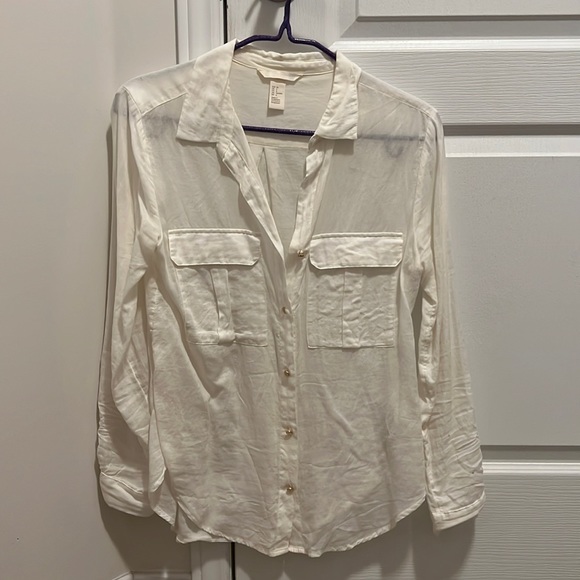 H&M sheer blouse in white - Picture 2 of 5
